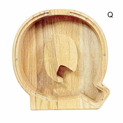 Wooden Piggy Bank, Funny Letter Coin Money Box for Kids & Adults Gift