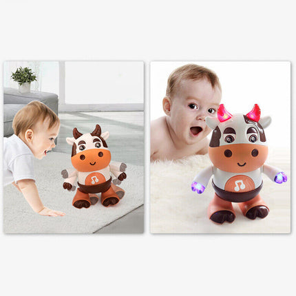 Fun Electric Cow Shape Dancing Robot Toy Battery Powered Xmas Gift