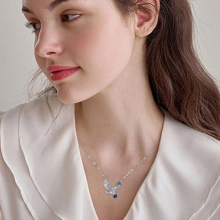 Flying Eagle Pendant Necklace in Silver Plated Blue for European Women