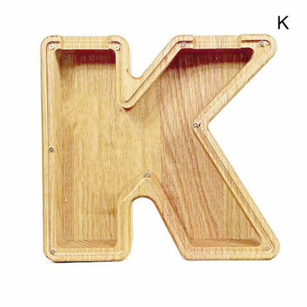 Wooden Piggy Bank, Funny Letter Coin Money Box for Kids & Adults Gift
