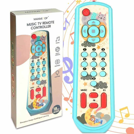TV Remote Control Toy Sensory Lighting Music Buttons Toddler Play Set Blue
