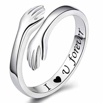 Adjustable S925 Sterling Silver Hug Ring Open Finger Women's