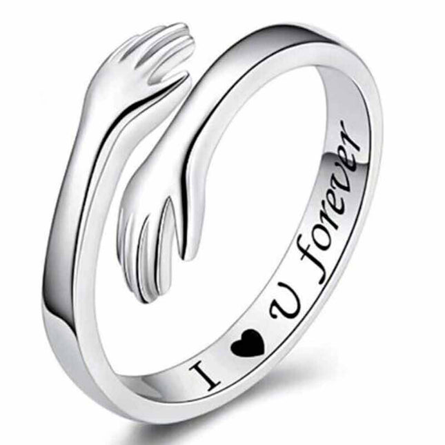 Adjustable S925 Sterling Silver Hug Ring Open Finger Women's