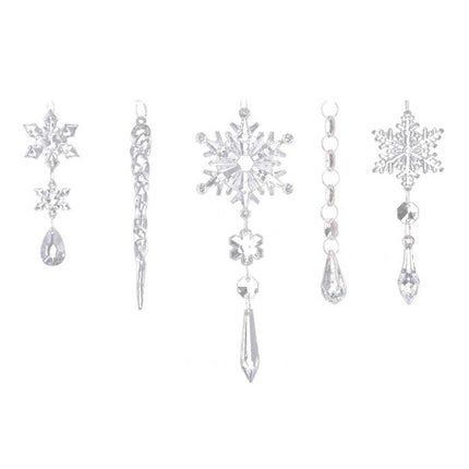 18X Crystal Christmas Ornaments Tree Hanging Snowflake Icicle Pendant Decor