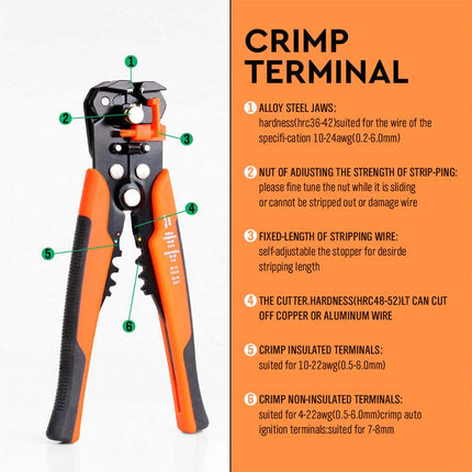Automatic Wire Stripper & Crimper Pliers, Electrical Cable Terminal Tool