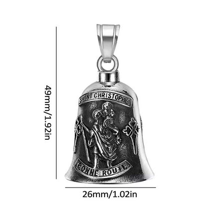 Motorcycle Guardian Bell St Christopher Stainless Steel Lucky Ride Bell