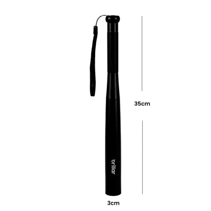 Brillar 35cm Aluminium Torch Flashlight – Black Self Defence Light