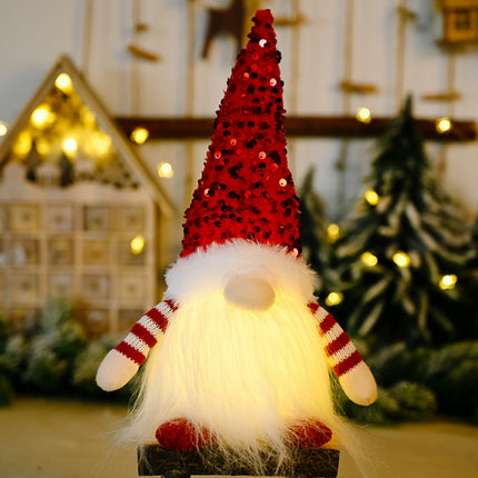 Christmas Gnome Santa Light with Bling Hat Xmas Party Home Table Decor