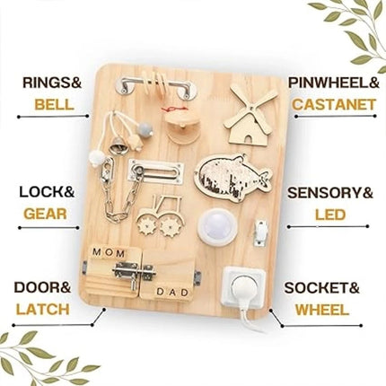 Montessori Busy Board for Toddlers – Sensory Fidget Toy ADHD Gift