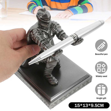 Medieval Knight Resin Pen Holder, Warrior Desk Decor for Office