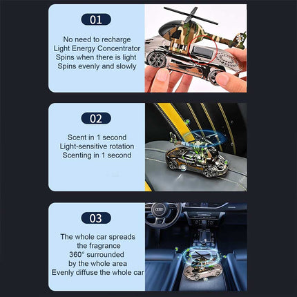 Car Air Freshener Solar Helicopter Rotating Hanging Ornament