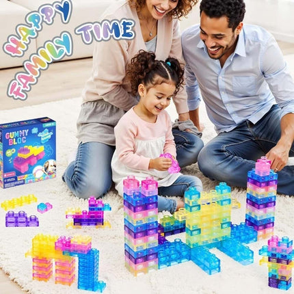 Jelly Blox Mega Pack 40pc – Soft Sensory Building Blocks STEM Toy