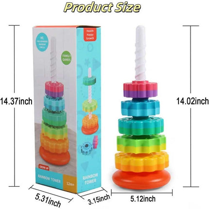 Fun Spinning Rainbow Stacking Tower with Gears for Toddlers