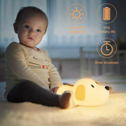 LED Silicone Puppy Touch Night Light Rechargeable Cute Bedroom Decor