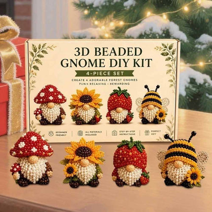 3D Beaded Gnome Craft Kit, DIY Handmade Bead Art Set for Teens & Adults