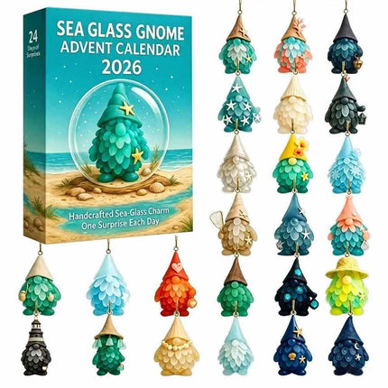 24Day Xmas Advent Calendar SeaGlass Gnome Birds 2D Acrylic Ornament Gift