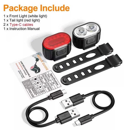2PCS Super Bright Bicycle LED Light Set Front Rear Waterproof Bike Lamp