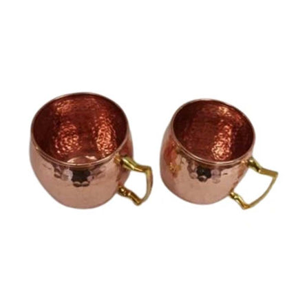 2X 60ml Copper-Plate Handcrafted Moscow Mule Mug with Brass Handle