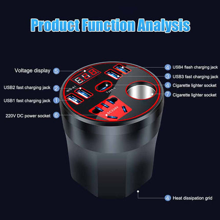 200W DC to AC Car Power Inverter 12V 24V to 220V Converter Adapter Outlets