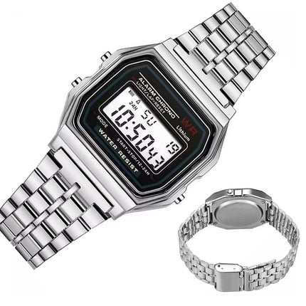 Unisex Retro Digital Watch Silver Bracelet New with Watch Box