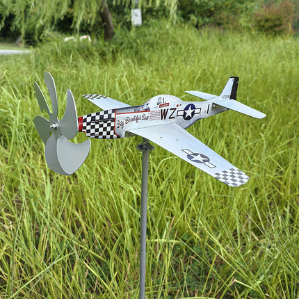 Compass Weather Vane Garden Decoration with Airplane Wind Spinner Windmill