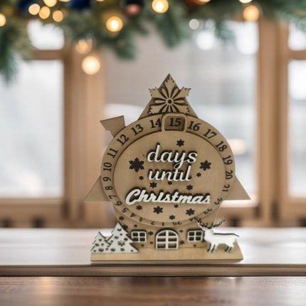 Wooden Christmas Advent Calendar Tabletop Countdown Decor Changeable Day