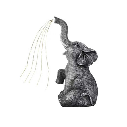 Solar Powered Elephant Statue Resin Garden Light Patio Decor