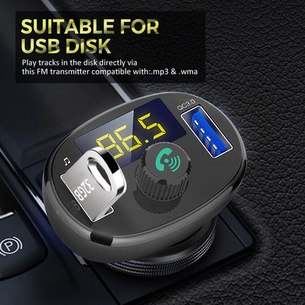 Bluetooth 5.0 FM Transmitter Car Kit Wireless Dual USB Charger MP3 Player