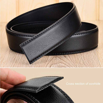 Fashion Men's Leather Ratchet Belt Automatic Buckle Waistband 120cm
