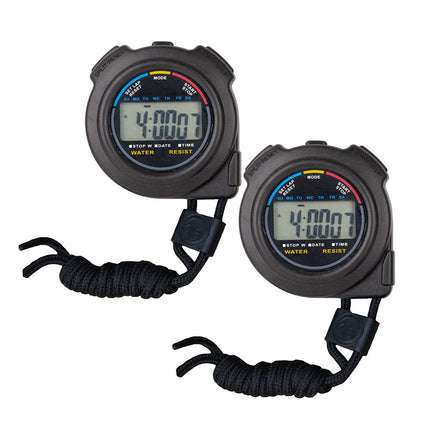 2 Pack Digital Stopwatch Handheld Timer Chronograph Sports Countdown Alarm