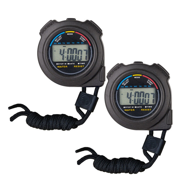2 Pack Digital Stopwatch Handheld Timer Chronograph Sports Countdown Alarm