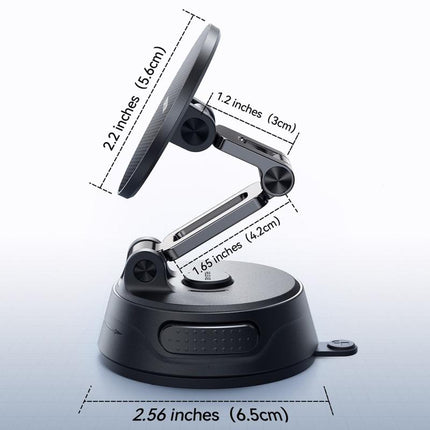 Foldable Magnetic Car Holder Strong Suction Cup Dashboard Mount Black