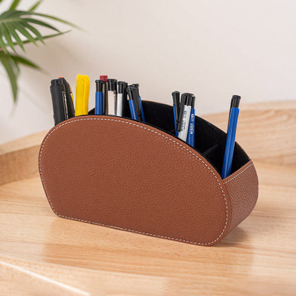 PU Leather Remote Control Holder Storage Box Phone TV Desk Organizer Home