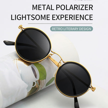 Pilot Polarized Sunglasses Round Metal Frame Driving Glasses Men Women