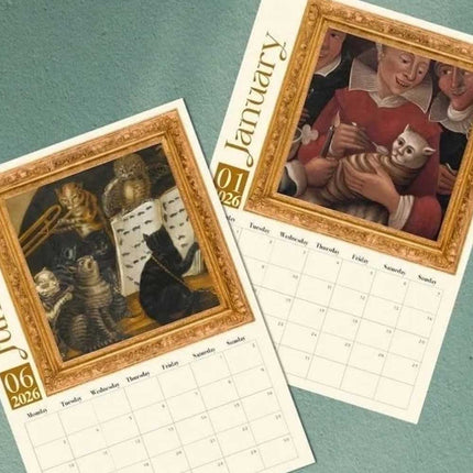 2026 Weird Medieval Cats Wall Calendar Monthly Planner Art Gag Gift