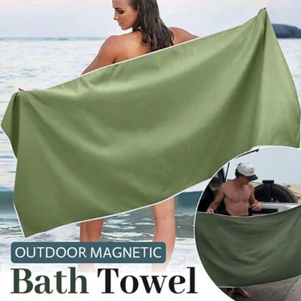 Outdoor Magnetic Coral Fleece Towel, Multifunctional Bath Towel with Magnets