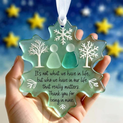 Snowflake Sea Glass Friendship Christmas Tree Hanging Ornament Decor