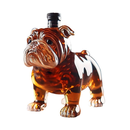 Funny Bulldog-Shaped Whiskey Bottle, Unique Glass Liquor Decanter