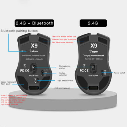 2.4G Bluetooth Wireless Mouse Single Dual Model Rechargeable Silent