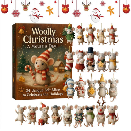 2025 Christmas Mouse Advent Calendar 2D Acrylic Winter Holiday Decor