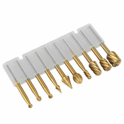 10Pcs HSS Wood Carving Router Bits Set Rotary Drill File Tools for Carving