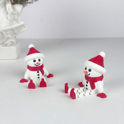 2PCS Christmas 3D Printed Snowman Flexible Festive Tabletop Xmas Gift