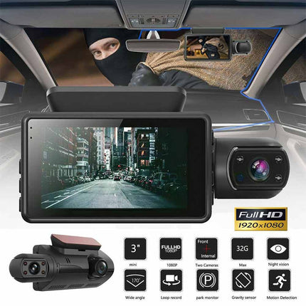 1080P Dual Lens Car Dash Cam Front and Rear Camera G Sensor DVR Recorder