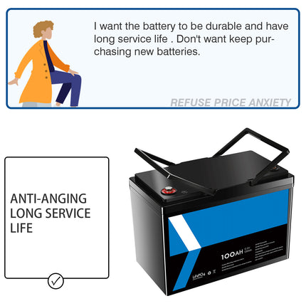 Gentrax 12V 100Ah LiFePO4 Lithium Battery BMS for Solar Boat RV Marine