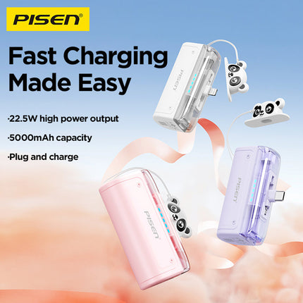 22.5W Pisen Power Tiny Mini 5000mAh Cable Free Power Bank CCC Certified