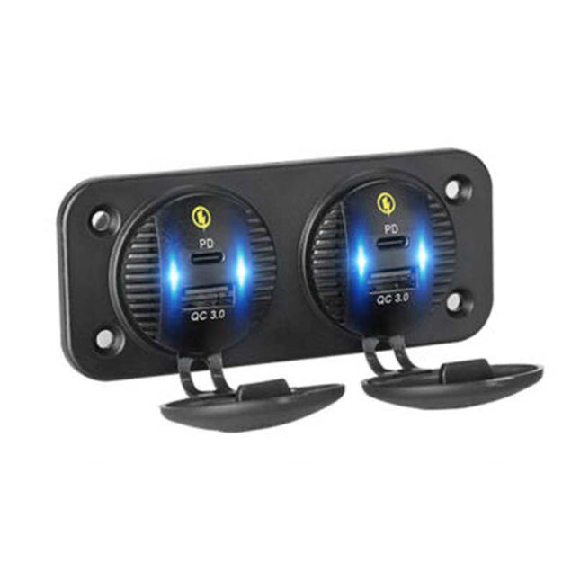 12-24V Car Fast Charger Panel 2x QC3.0 + 2x PD USB-C Ports