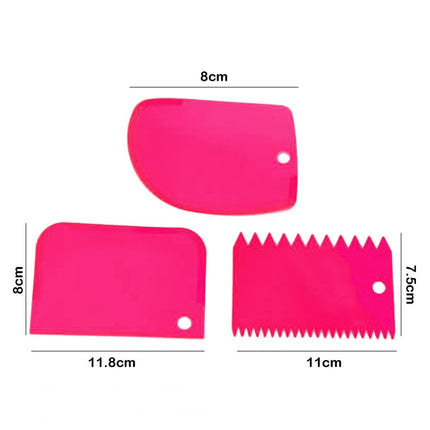 3-Piece Plastic Spatula Set for Creaming, Cake Decorating & Baking Kitchen Tool