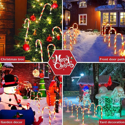 5IN1 Red Solar Christmas LED Lights Candy Cane Path Garden Decor