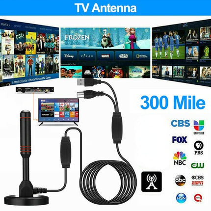 Indoor Outdoor Digital TV Antenna 300 Mile Range, HDTV Amplifier Signal Booster