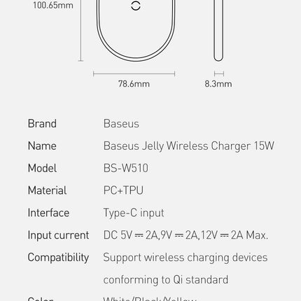 Baseus 15W Qi Wireless Charger Fast Charging for iPhone 14 13 Samsung Huawei